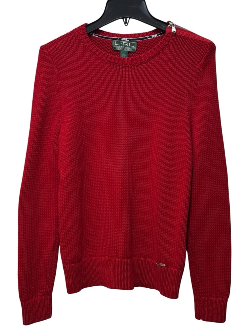Lauren Active Ralph Lauren Women L Red Cotton Knit Crew Neck Sweater